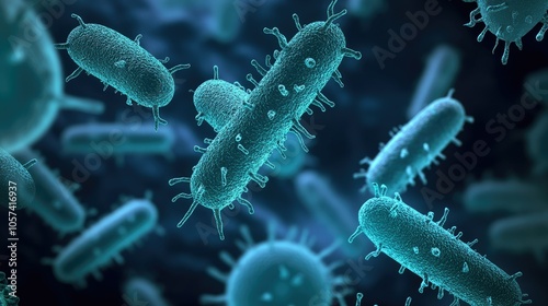 Close up of bacteria and virus cells. Biology, Science medicine background