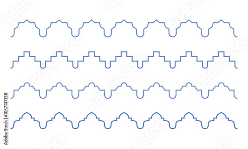 Simple line arabic border. Ramadan kareem arabian, saudi vector divider