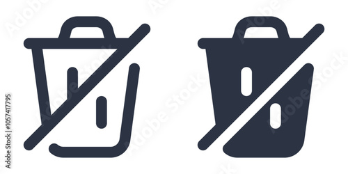 Crossed-Out Trash Bin or Trash Bin with Slash simple icons set designed in filled, outline, line and stroke style