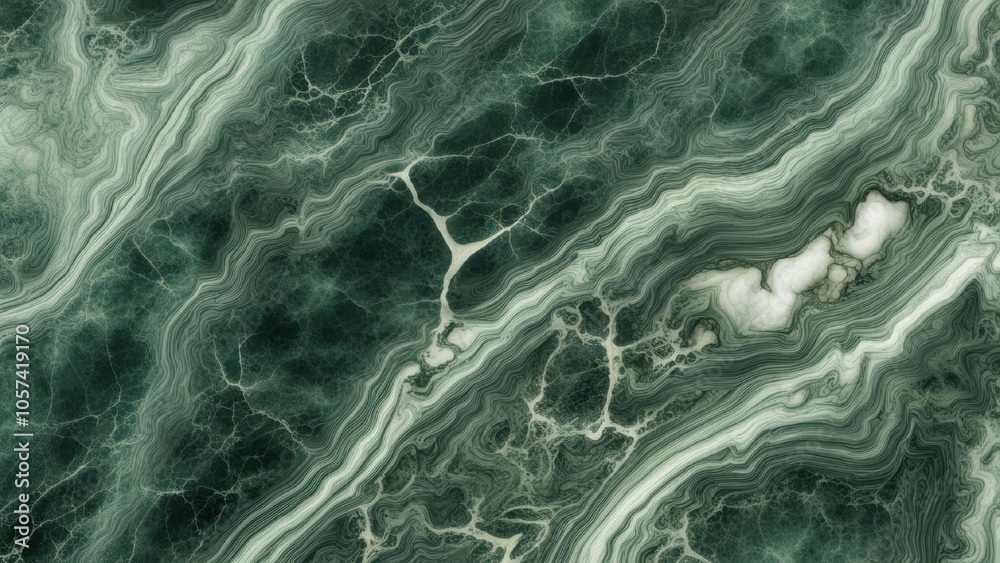 Naklejka premium Dark green marble texture with intricate veins