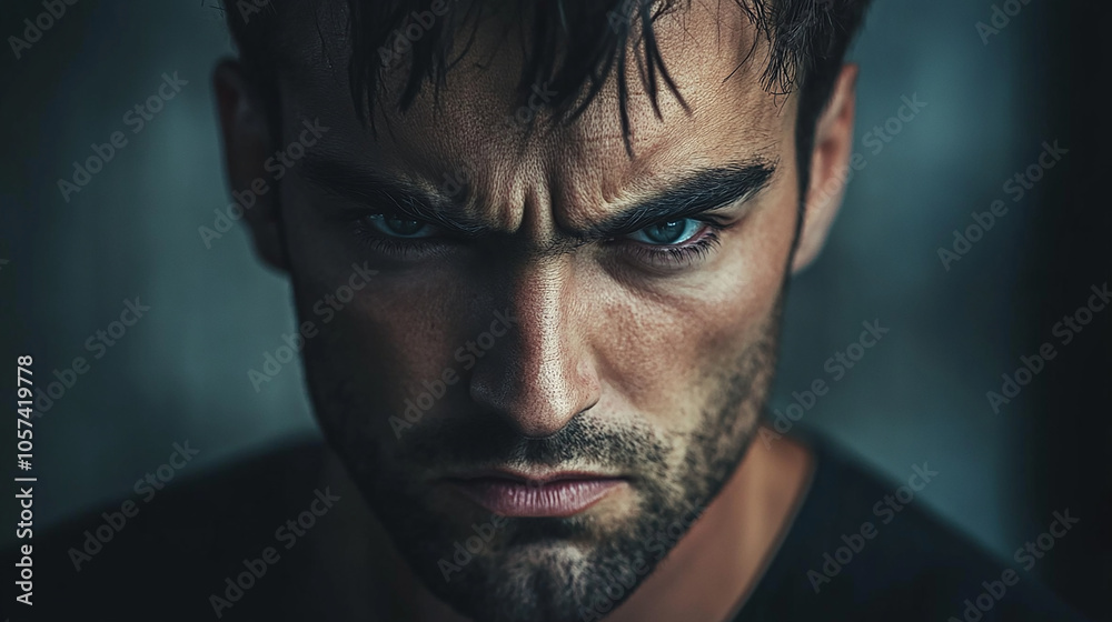 Obraz premium Man with an angry and determined expression