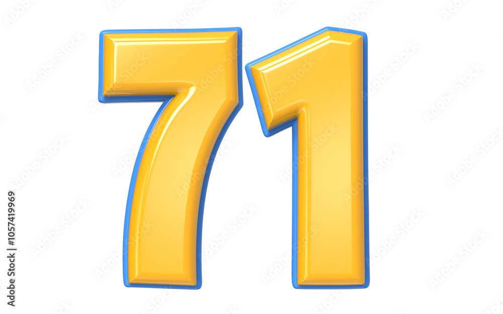 Blue And Yellow Number 3D Render Blue And Yellow Number 3D Render