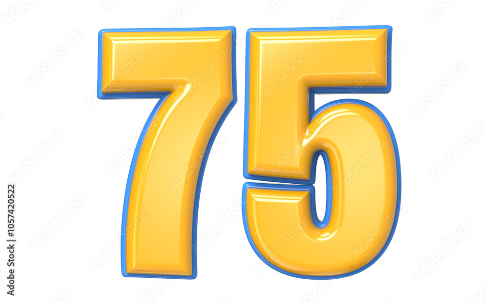 Blue And Yellow Number 3D Render Blue And Yellow Number 3D Render