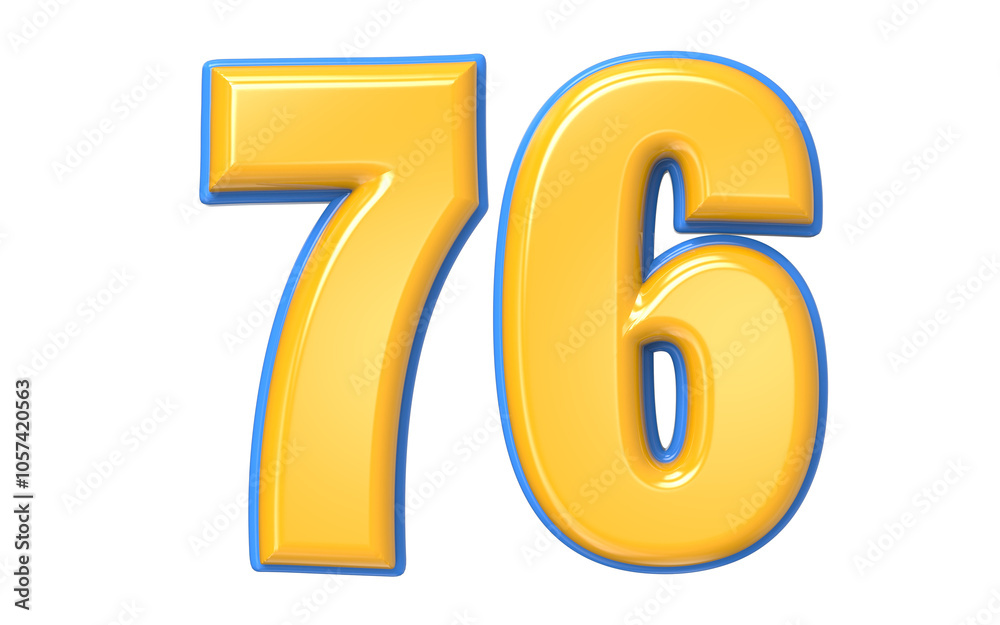 Blue And Yellow Number 3D Render Blue And Yellow Number 3D Render