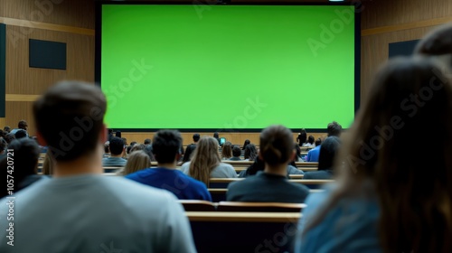 Business executives looking at invisible screen during meeting
