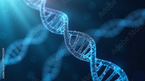 Conceptual Healthcare Visualization: DNA Strand with Abstract Lighting