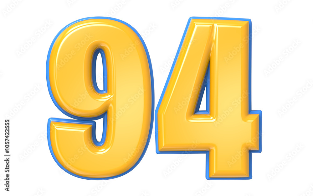 Blue And Yellow Number 3D Render Blue And Yellow Number 3D Render