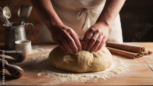 Crafting bread dough with wheat flour, showcasing the art of baking from scratch