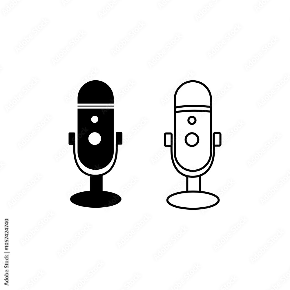 microphone and headphones icon and lne art vector design microphone and headphones icon and lne art vector design