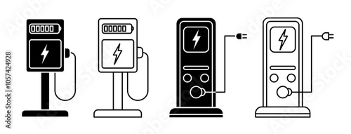 Electric vehicle charging station icons