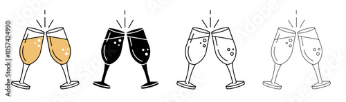 Glasses icon. Clink, cheers and toasting