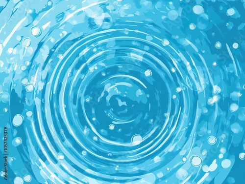 Abstract depiction of water ripples and bubbles in vibrant shades of blue.