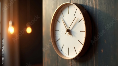 Wallpaper Mural Sleek Wall Clock in a Contemporary Setting with Ambient Lighting Torontodigital.ca