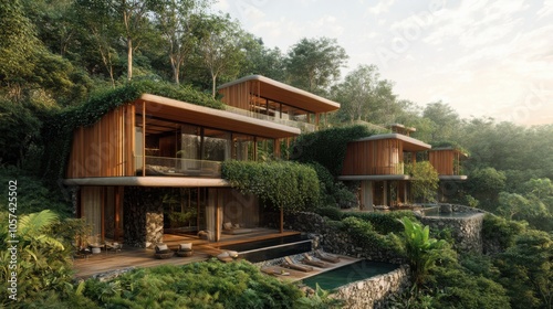 Modern eco-friendly hotel with sustainable design