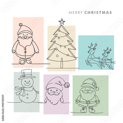 Creative Christmas Vector with Minimal Line Art Design for Social Media Post