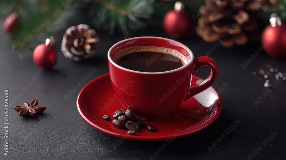 New Year's coffee on the table. Selective focus New Year's coffee on the table. Selective focus