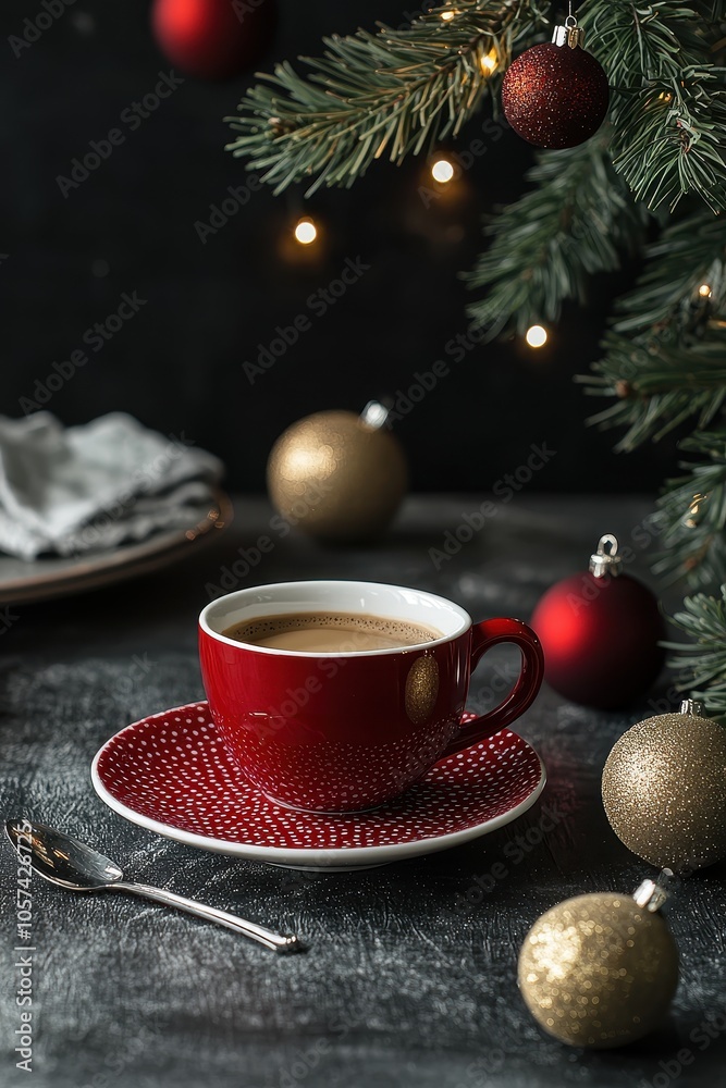 New Year's coffee on the table. Selective focus New Year's coffee on the table. Selective focus