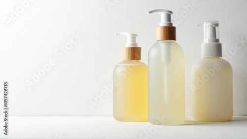 Opulent Eco-Friendly Skincare Bottles in Frosted Glass with Bamboo Pump Dispensers