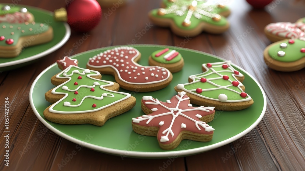 New Year's cookies and decorations on the table. Selective focus New Year's cookies and decorations on the table. Selective focus