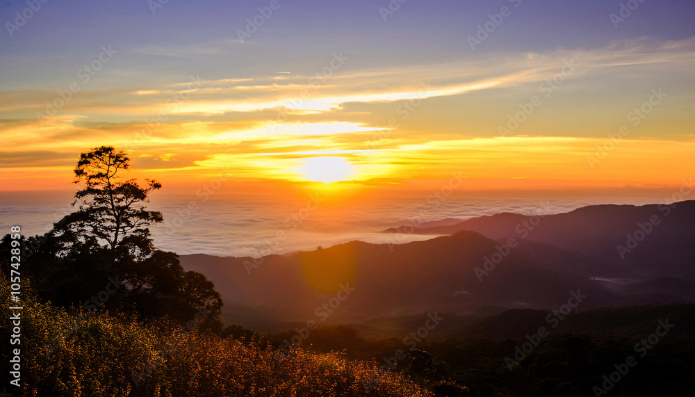 日の出 朝日 雲 山 背景画像 Generative AI 日の出 朝日 雲 山 背景画像 Generative AI