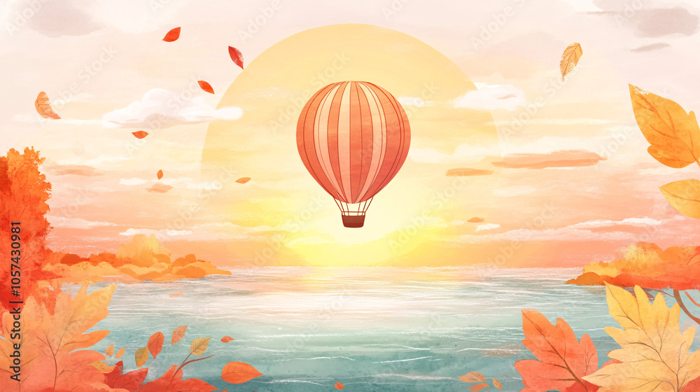 Obraz premium Colorful hot air balloons flying over mountain, Hot air balloon above high mountain at sunrise or sunset. 