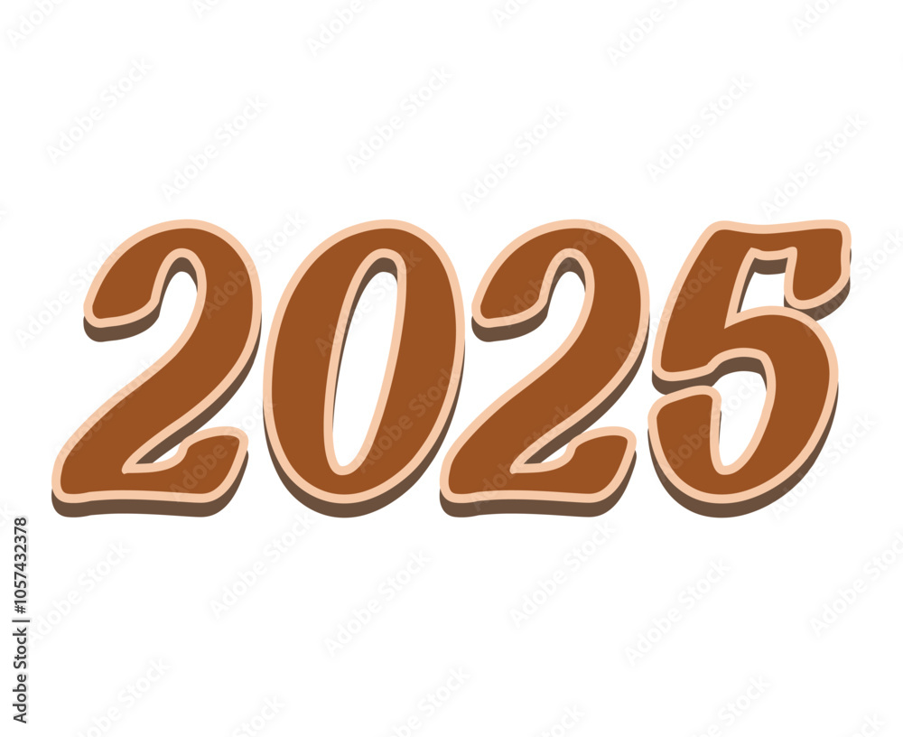 Happy New Year 2025 Holiday Abstract Design Brown Elegant Vector Illustration Happy New Year 2025 Holiday Abstract Design Brown Elegant Vector Illustration