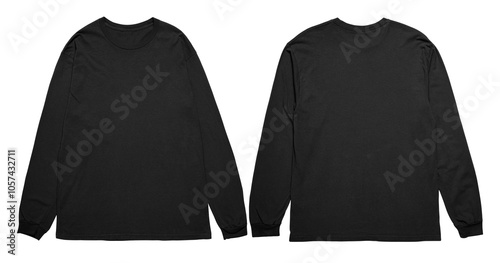 Fotografía Two black longsleeved shirts, front and back