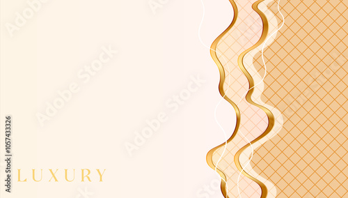 Luxury golden line background golden shades in 3d abstract style. Illustration from vector about modern template deluxe design