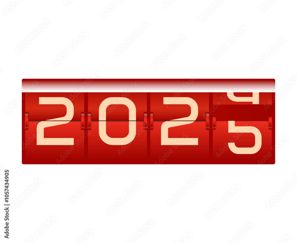 2025 Happy New Year Holiday Design Red Digital Clock Drawing Elegant Abstract Vector Illustration 2025 Happy New Year Holiday Design Red Digital Clock Drawing Elegant Abstract Vector Illustration