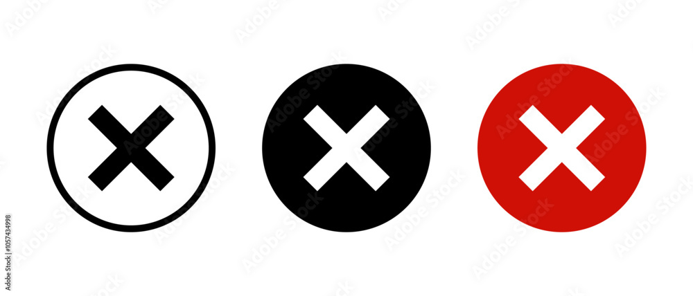 Obraz premium Cross mark sign icon on circle background. X, exit symbol