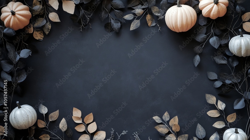 Halloween flat lay with paper garland. Halloween flat lay with paper garland.
