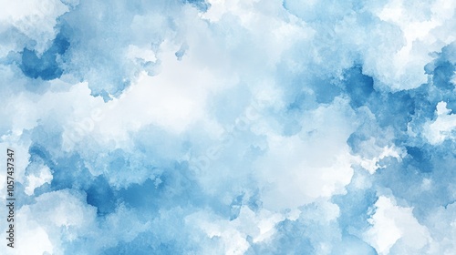 Soft blue tones blend seamlessly resembling serene cloudy skies in this calming watercolor abstract backdrop