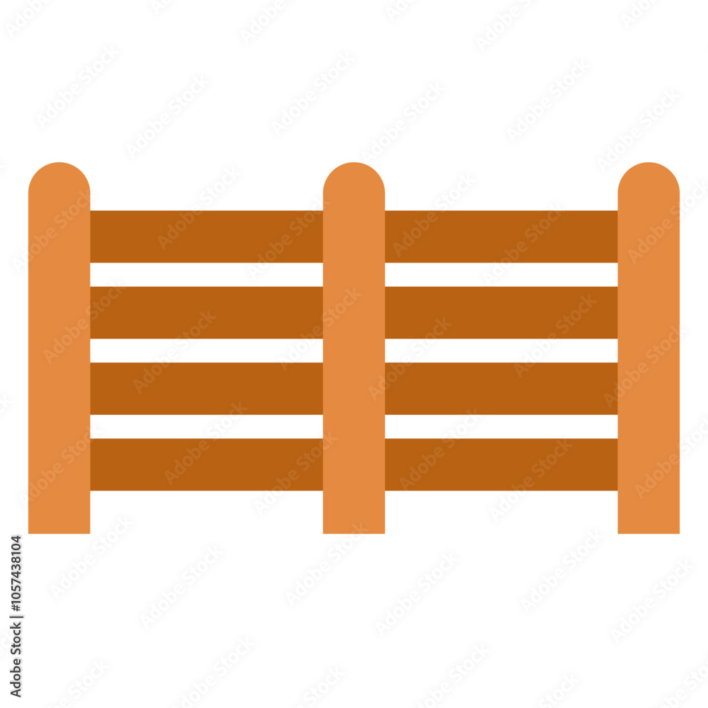 Obraz premium Flat Vector Illustration of Rustic Wooden Fence, Simple Outdoor Border Design, Wooden Fence Gate