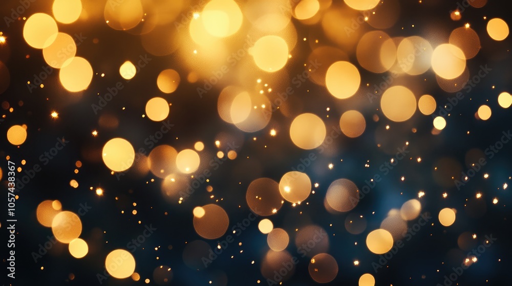 Golden Bokeh Lights on Dark Background Abstract Sparkling Lights Warm Color Tones Celebration Vibe