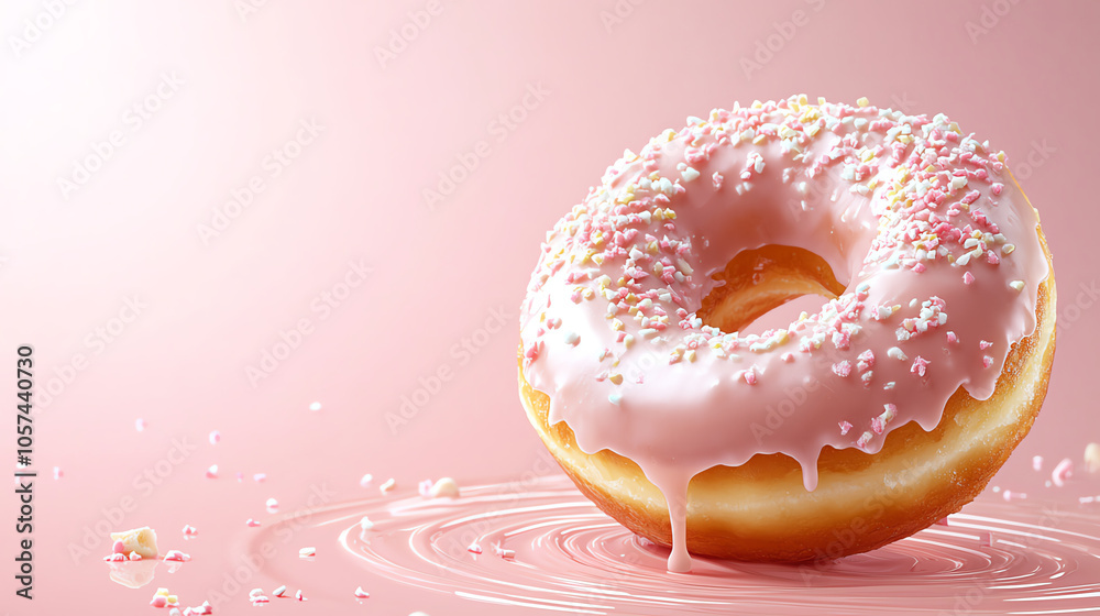 Indulge in sweetness a frosted donut with dripping glaze on a soft gradient background Indulge in sweetness a frosted donut with dripping glaze on a soft gradient background