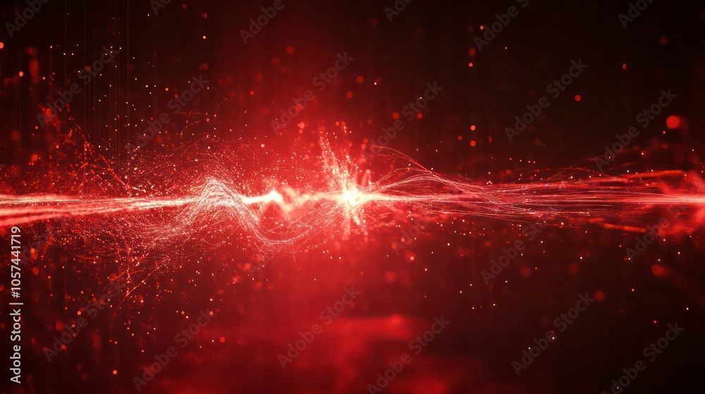 Abstract representation of energy waves with glowing particles in a dark background. Abstract representation of energy waves with glowing particles in a dark background.