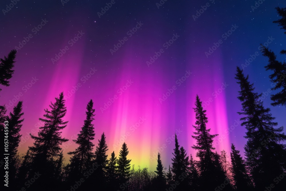 Exhibition of aurora borealis illuminating a twilight horizon Exhibition of aurora borealis illuminating a twilight horizon
