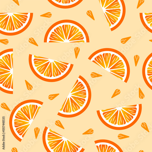 Seamless orange slice pattern background