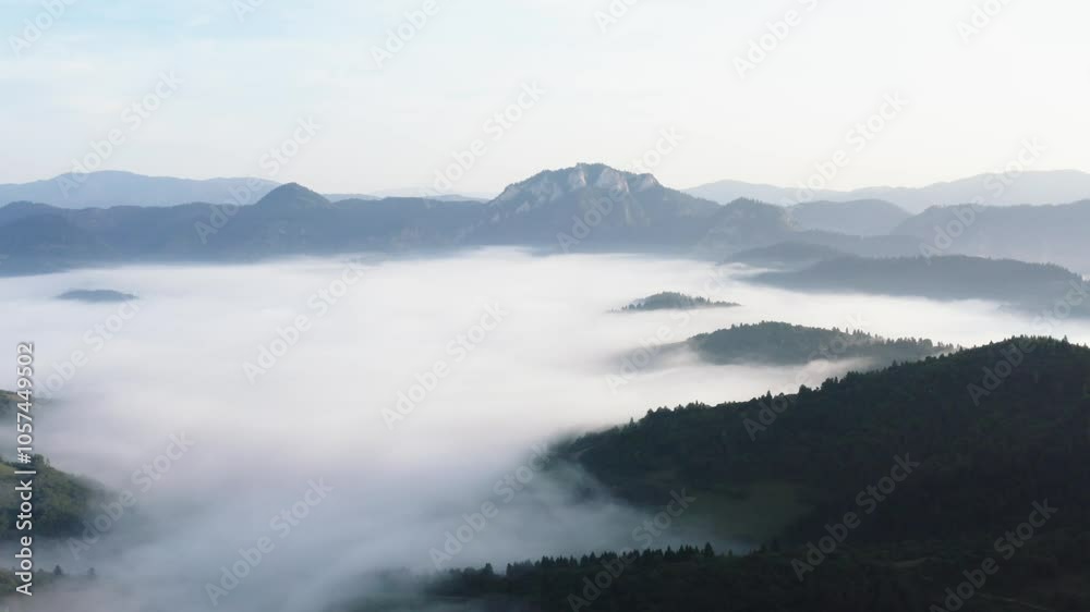 Mountain Range with Low Lying Fog Trzy Korony Mountain Range with Low Lying Fog Trzy Korony