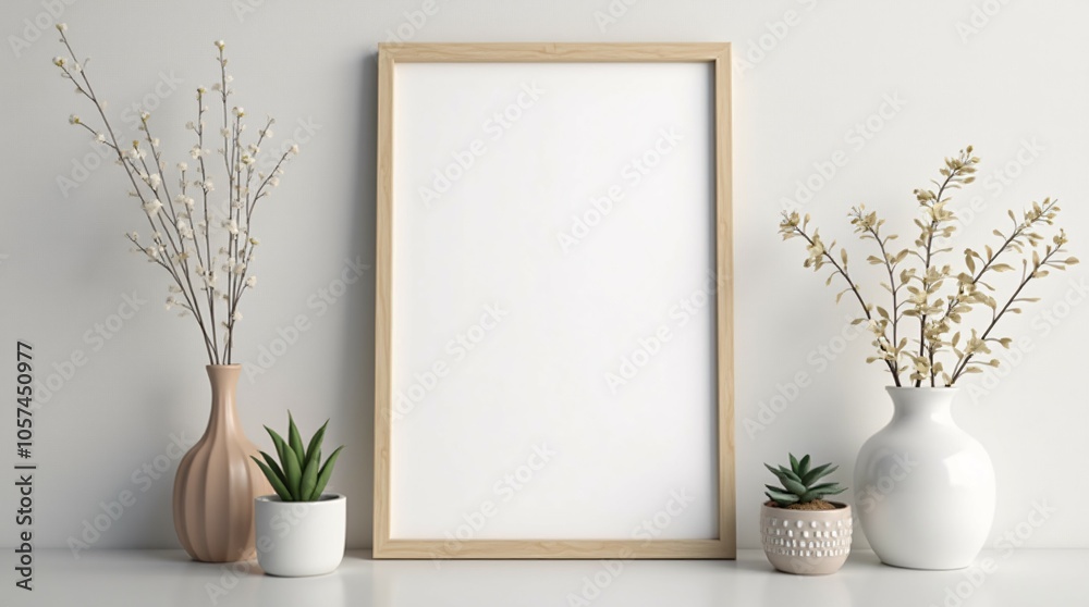 Mockup Poster Frame in a Scandinavian-Style Interior. Mockup Poster Frame in a Scandinavian-Style Interior.