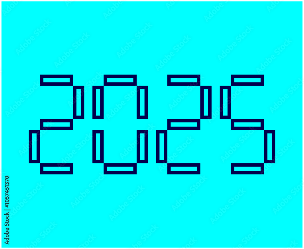 Happy New Year 2025 Holiday Design Blue And Cyan Digital Clock Drawing Elegant Abstract Vector Illustration Happy New Year 2025 Holiday Design Blue And Cyan Digital Clock Drawing Elegant Abstract Vector Illustration