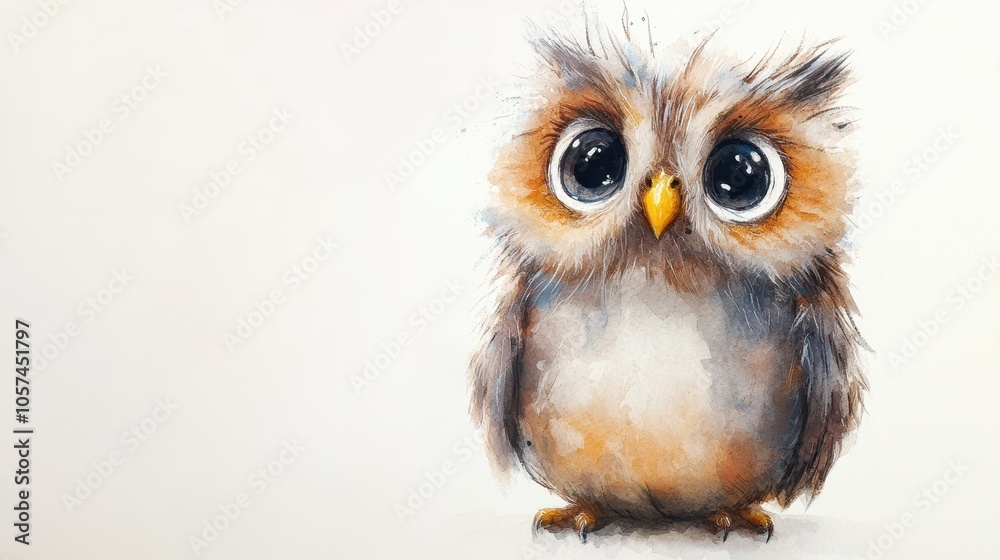 Naklejka premium Adorable Watercolor Owl Illustration