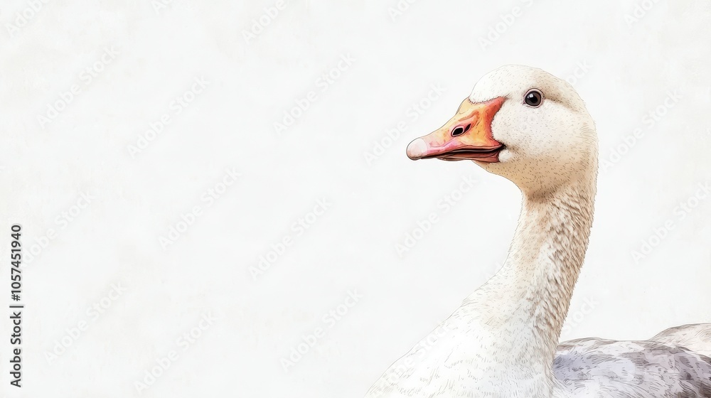 Charming Watercolor Goose with White Feathers Charming Watercolor Goose with White Feathers