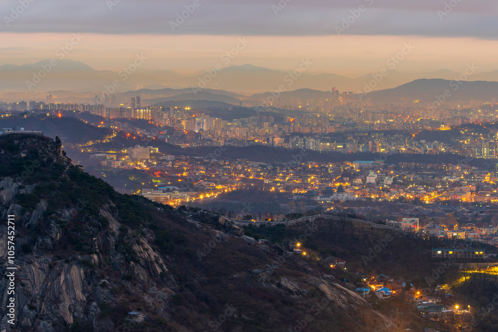 Seoul in winter is a beautiful city.Seoul city,South Korea
