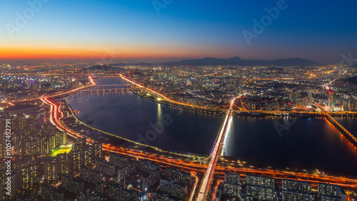 Obraz na płótnie Seoul in winter is a beautiful city.Seoul city,South Korea w salonie