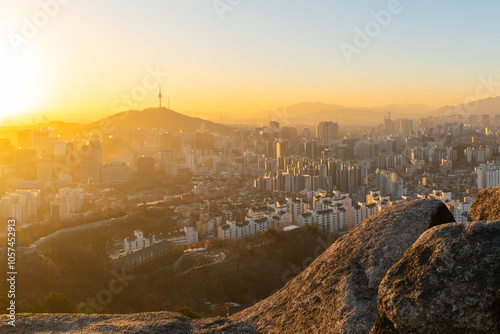 Obraz na płótnie Seoul in winter is a beautiful city.Seoul city,South Korea w salonie