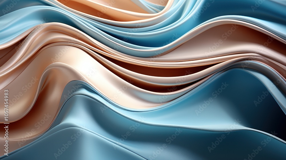 Abstract waves of fabric in soft colors create a fluid, dynamic visual effect. Abstract waves of fabric in soft colors create a fluid, dynamic visual effect.