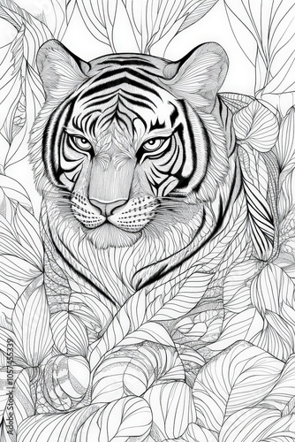 Intricate Mandala Adult Coloring Page of a Tiger