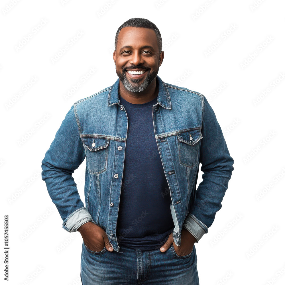 Portrait of a Smiling Man in Casual Denim Attire Portrait of a Smiling Man in Casual Denim Attire