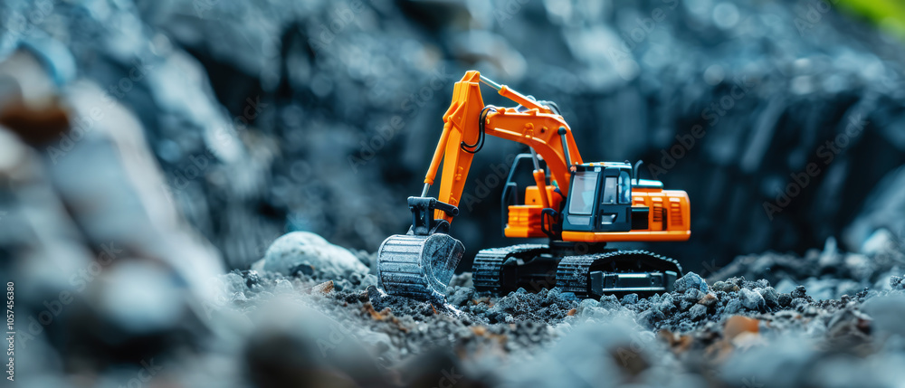 Excavator Working on Earth Digging Project Excavator Working on Earth Digging Project